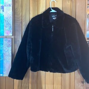 Black Faux Fur Jacket Size Large